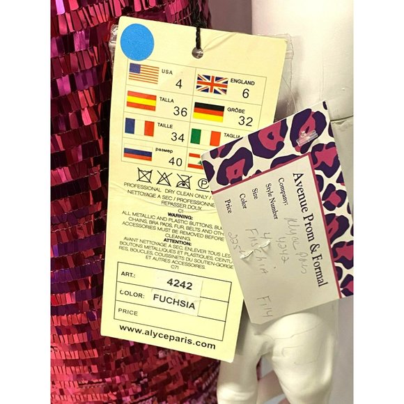 Vintage 90s Alyce Paris Pink XS Sequin Strapless Straps Short Mini Dress NWT! - Picture 7 of 10